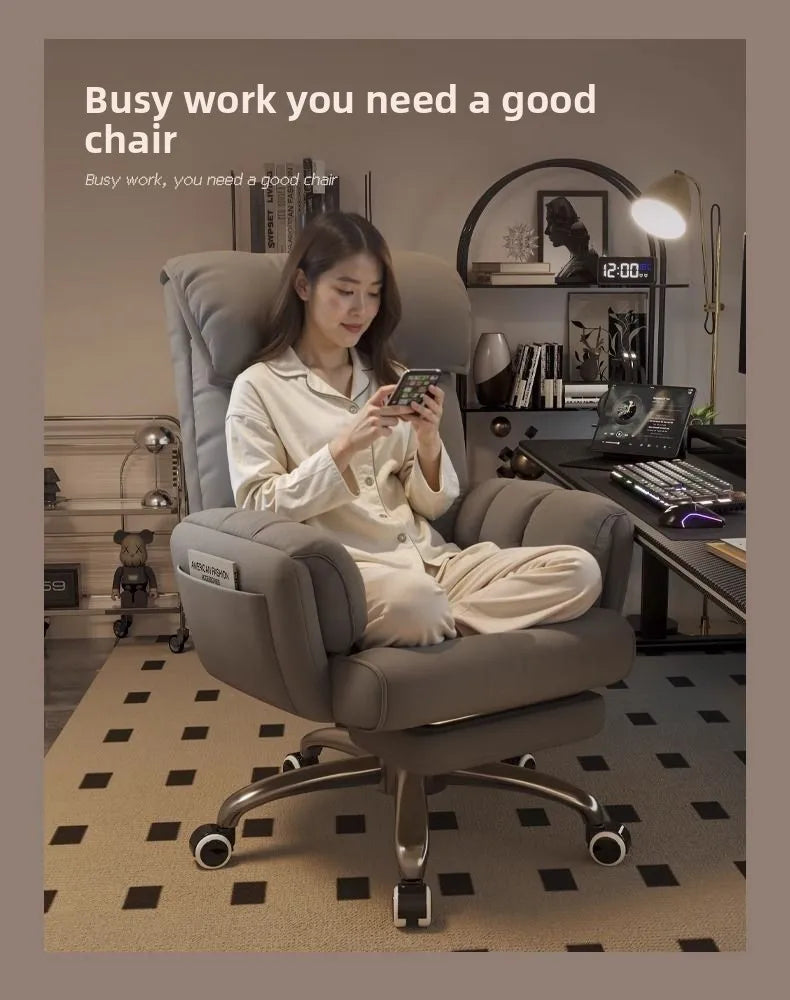 Ergonomic Tech Cloth Gaming Chair Reclining With Adjustable Lumbar Support — Charcoal Gray | KIMLUD