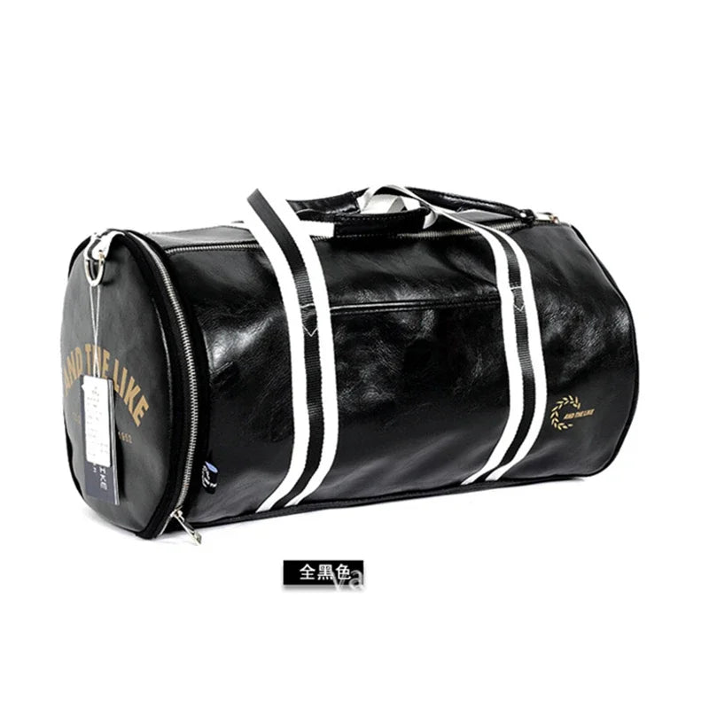 Gym Bag Men and Women Shoulder Bag Messenger Portable Training Basketball Bag Cylinder Travel Bags Sports Leather Handbag Tennis