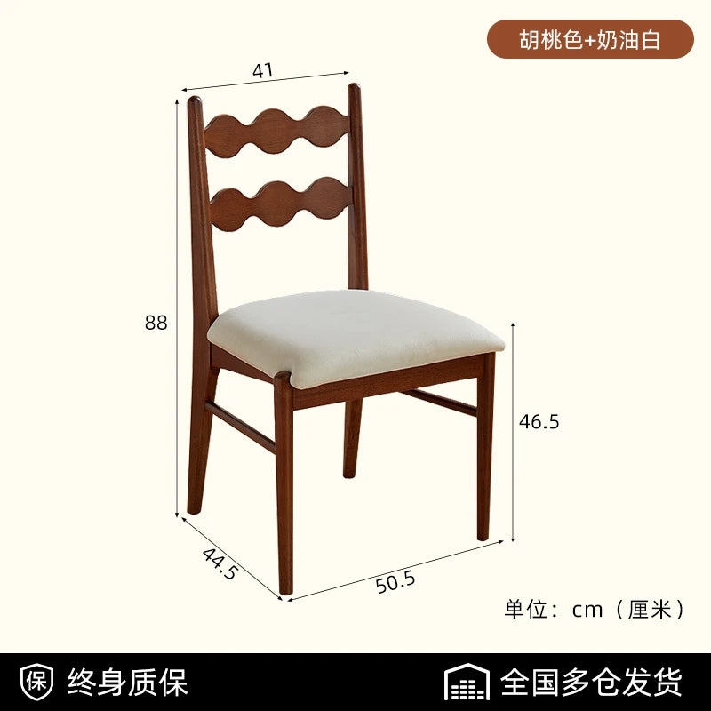 Solid Wood Dining Chair Household French Makeup Soft Bag Armrest Chair Light Luxury Balcony Backrest Silla Comedor Furniture