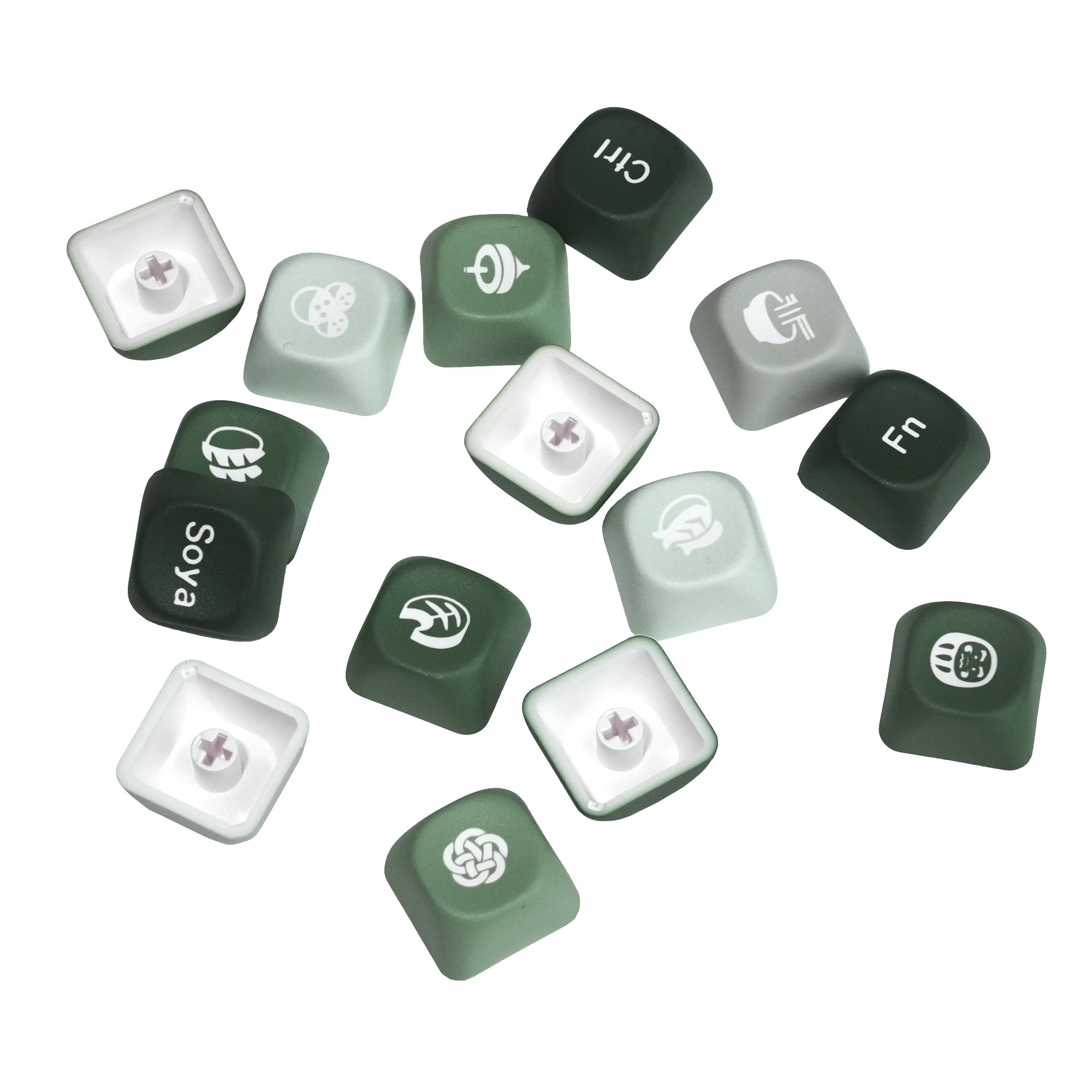 XVX Gradient Green MOA PBT Keycaps Custom Keyboard Keycaps 75 Percent Dye Sublimation Keycaps for Cherry MX Switches 132 Keys