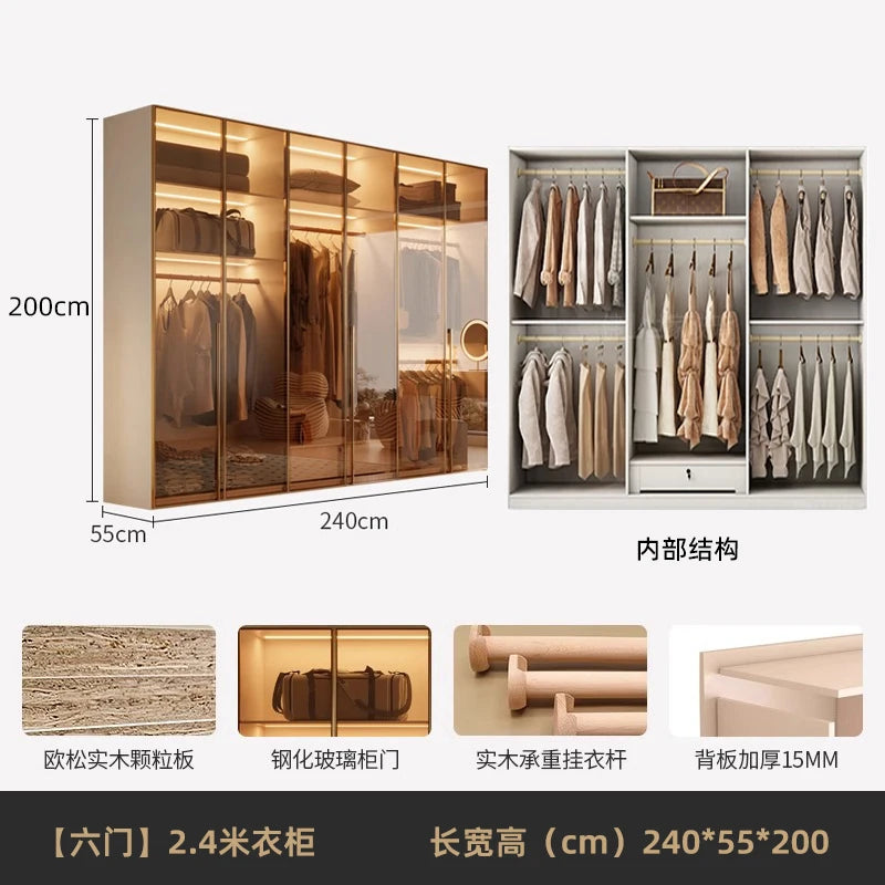Fabric Open Closet Display Wooden Minimalist Modern Wardrobe Jewelry Cube Modular Wearable Storage Guarda Roupa Salon Furniture