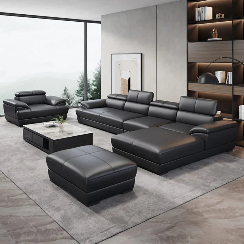Minimalist Modern Sectional Sofa Modular Design — Deep Black | KIMLUD