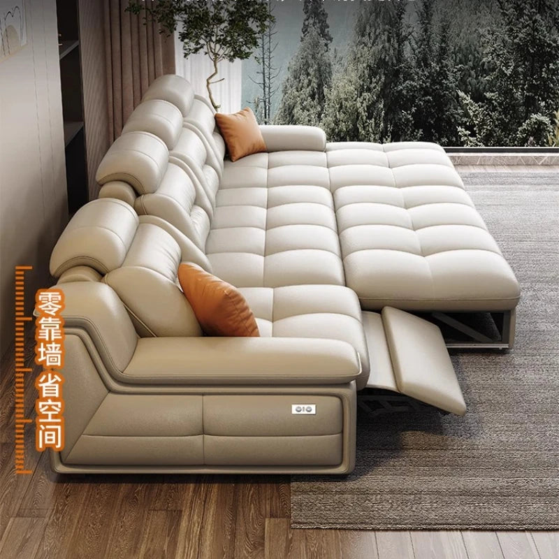 Multifunctional Designer Sofa Bed With Storage System For Spacious Living — Ivory-Beige | KIMLUD