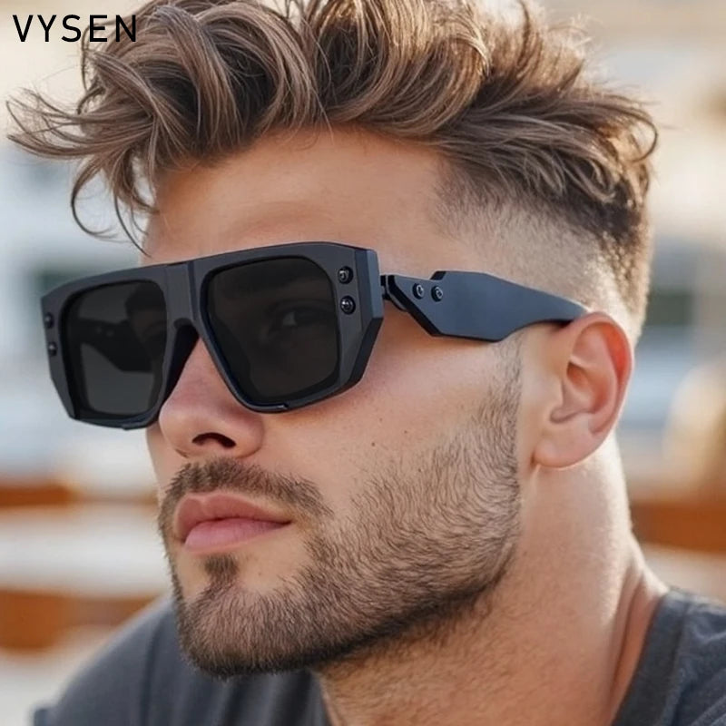 Steampunk Square Sunglasses Polarized — Black | KIMLUD