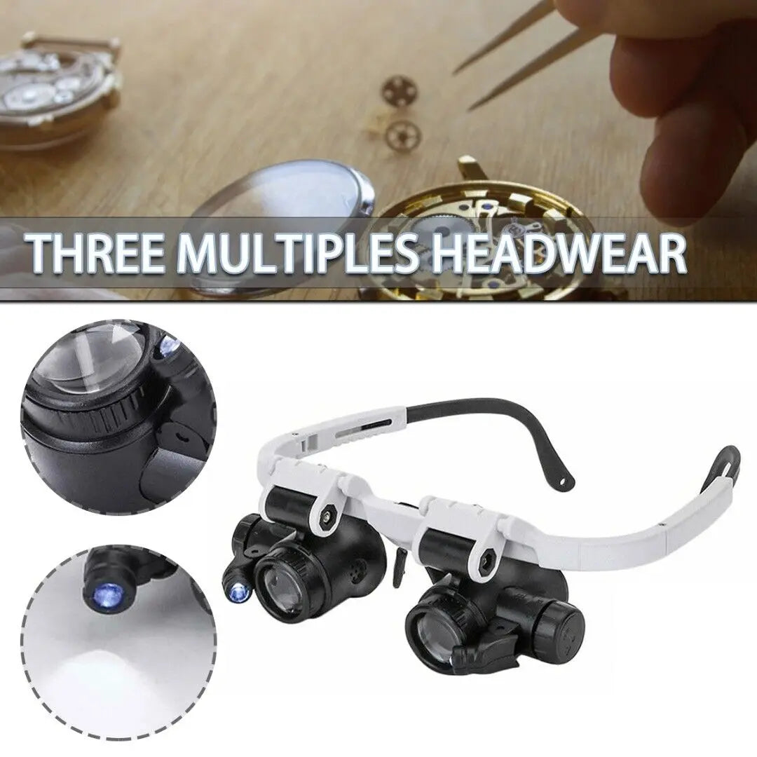 LED Head-Mounted Magnifier Loupe With Dual LED — White | KIMLUD