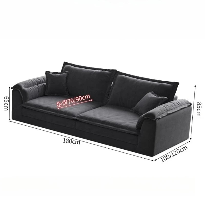 Nordic Romantic Sofa Bed With Down-Filled Cushions — Charcoal Gray | KIMLUD
