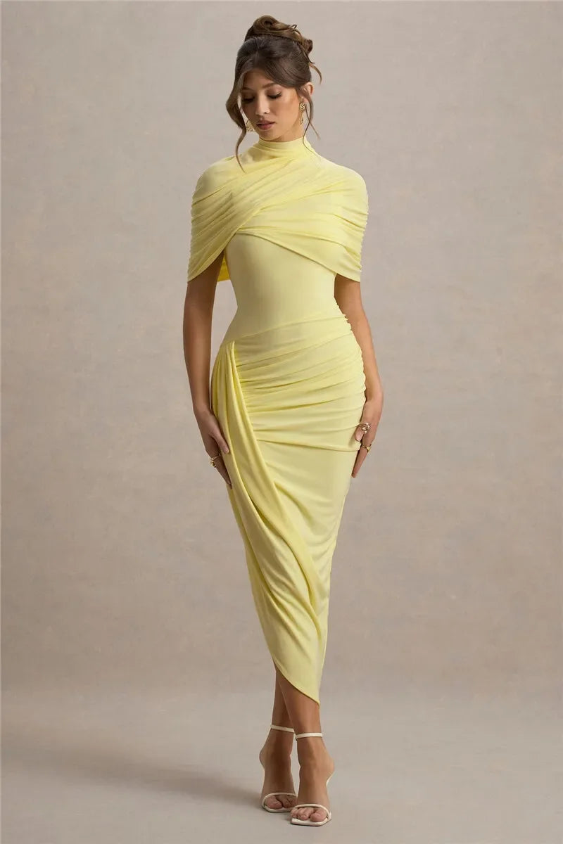 Maxi Dress – Backless Ruched Slim Silhouette | KIMLUD