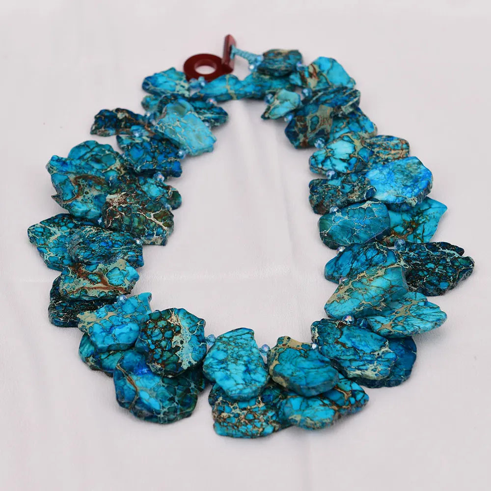 Gleaming Imperial Jasper Crystal Necklace — Blue | KIMLUD