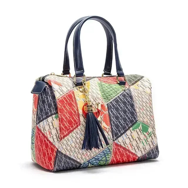 PVC Crossbody Bag Colorful Printed Monogram — Bronze | KIMLUD