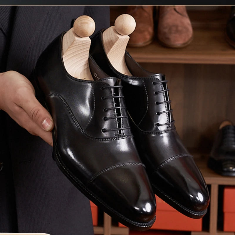 Italian Elegant Mens Wedding Oxfords Shoes Luxury Genuine Leather Handmade Quality Comfortable Autumn Retro Dress Social Shoes