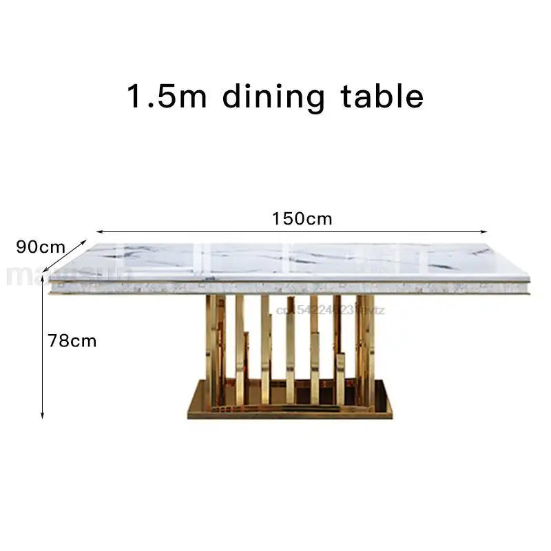 Luxury White Marble Dining Table And Chair Combination Rectangular Kitchen Tables Italian Type Large Concise Modern Furniture
