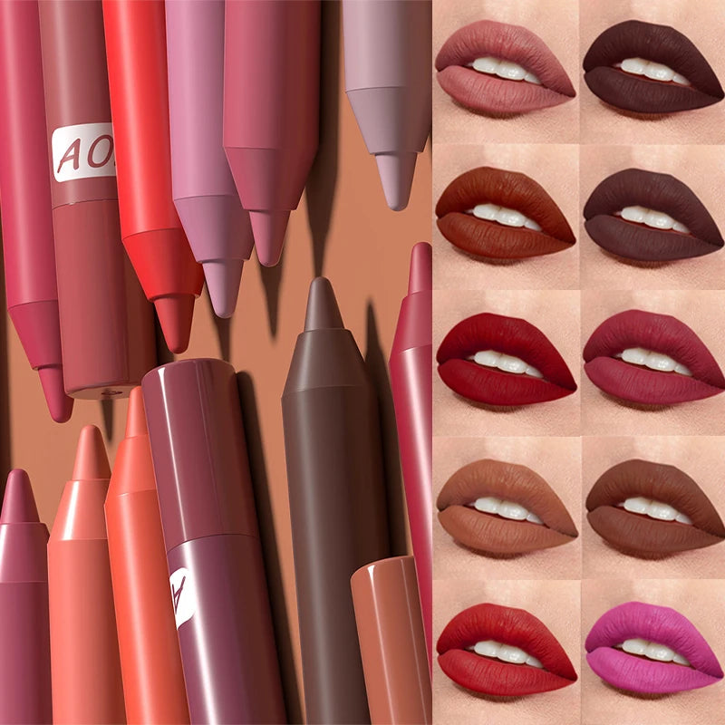 Matte Lip Pencil Contour Lip Liner Long-Lasting Waterproof Hydrating Formula — Red | KIMLUD