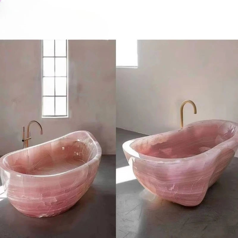 KIMLUD, Irregular pink agate bathtubs for custom apartments and villas, KIMLUD Womens Clothes