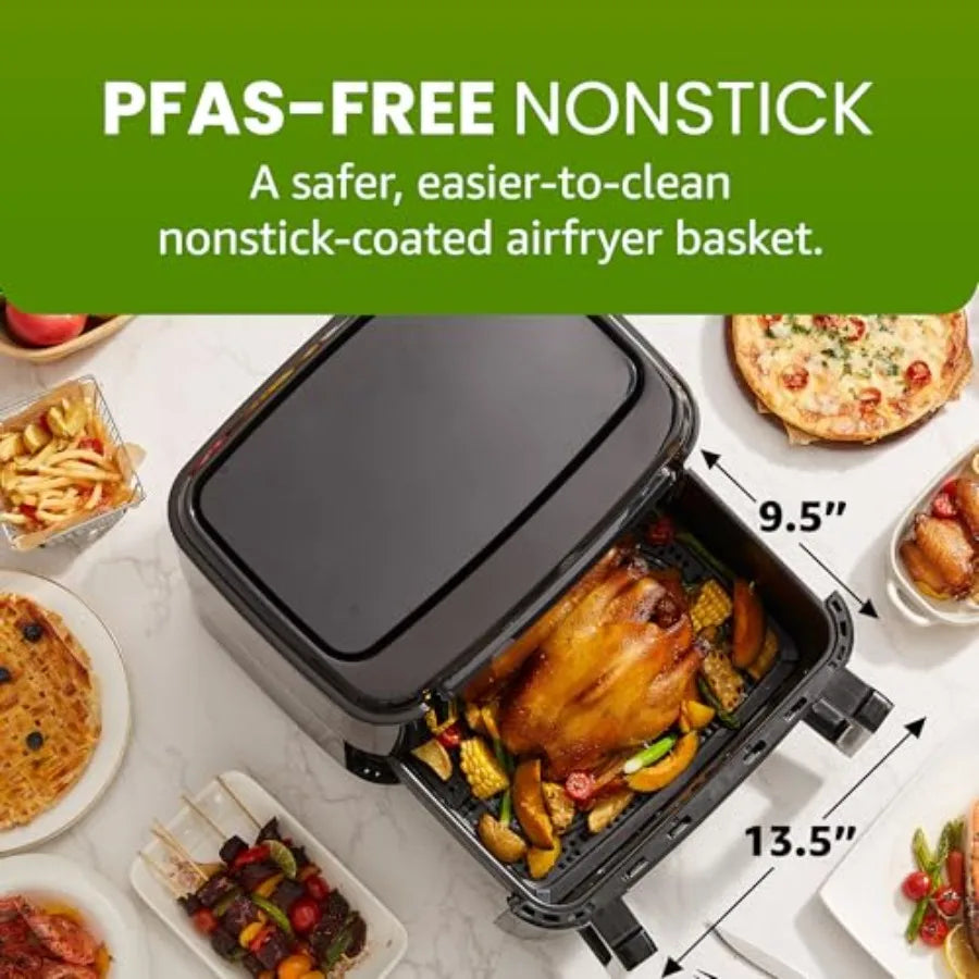 Dual Zone Air Fryer Oven 11QT Divider — Black | KIMLUD