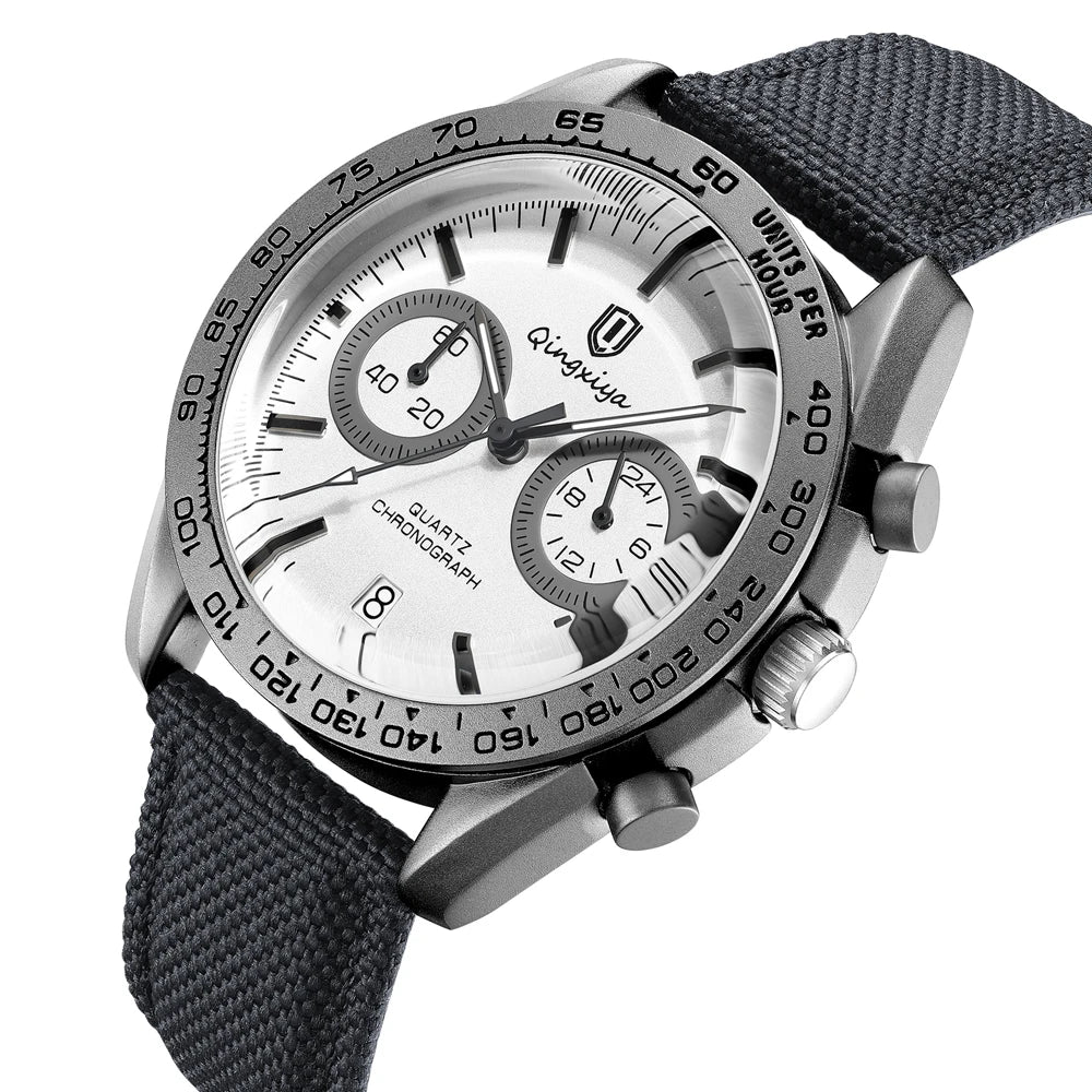 Fashion Chronograph Quartz Watch for Men Sports Leather Strap Waterproof Luminous Calendar Luxury Mens Watches Relogio Masculino