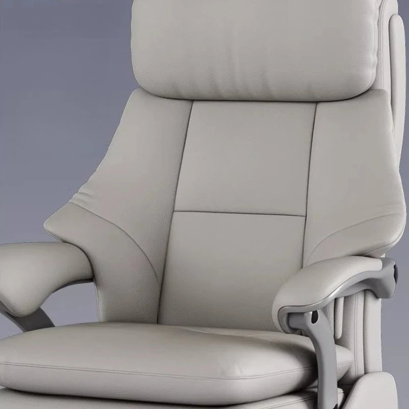 Genuine Leather Executive Office Chair Ergonomic Reclining Cushioned — Dove Gray | KIMLUD