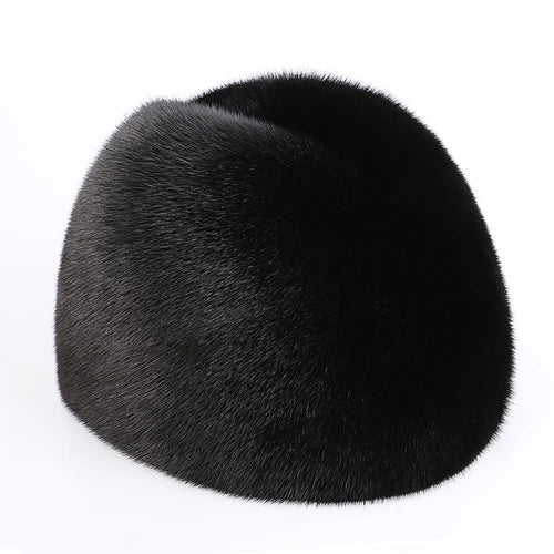 New Fashion Men's Real Mink Fur Cap Men Natural Mink Fur Hat Winter Warm Top Hat Headgear Beanie Beret Natural Real Mink Fur Cap