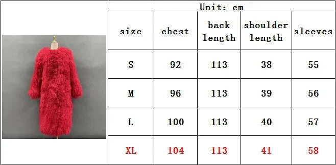 KIMLUD, Long Mongolian Real Fur Coat For Women Elegant Fluffy Solid Thicken Warm Long Sleeves Coats Winter Chic Long Style, KIMLUD Womens Clothes