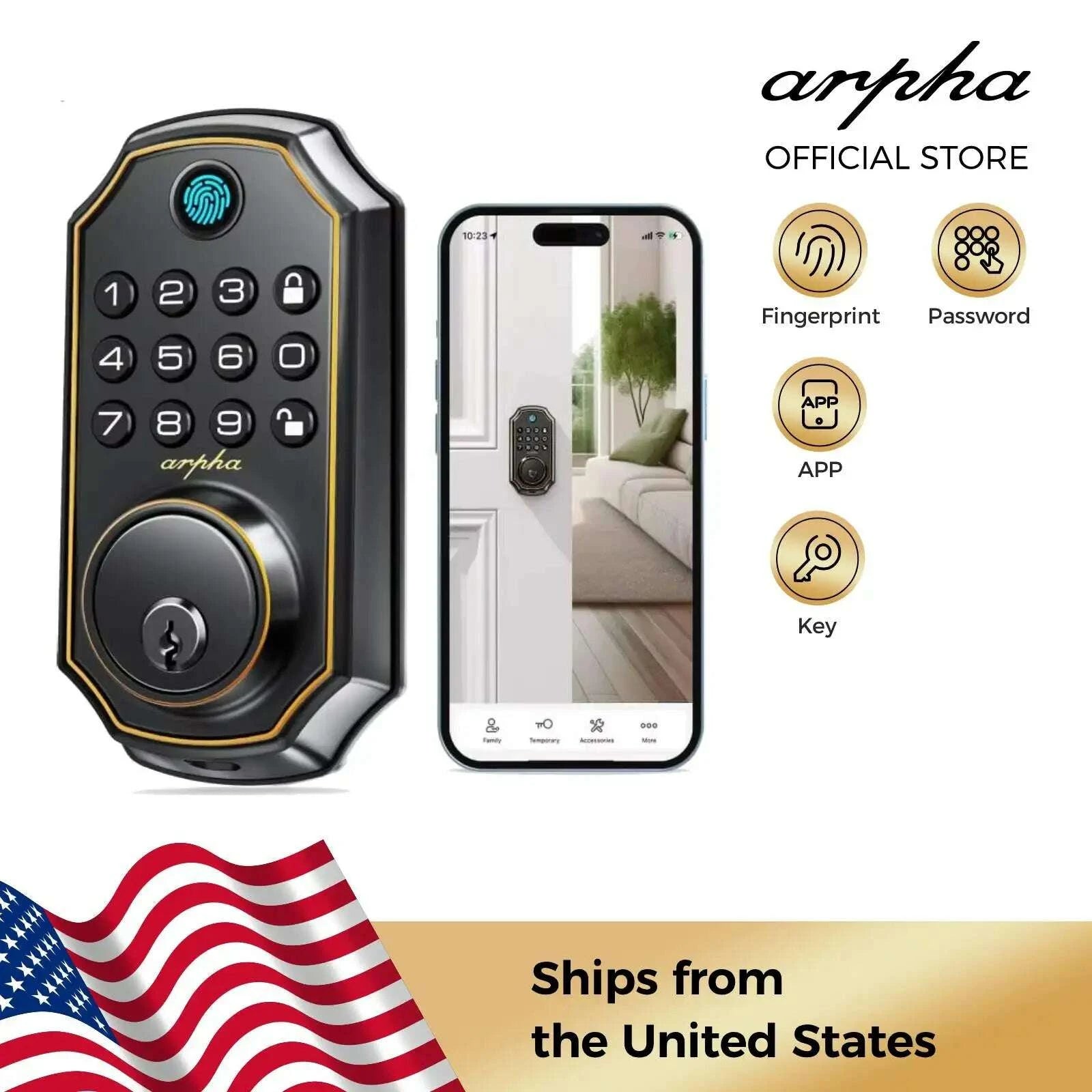 arpha-d280-keyless-entry-door-lock-5-in-1-smart-fingerprint-deadbolt-with-keypad-electronic-deadbolt-auto-lock-one-touch-lockkimludkimlud-35565266