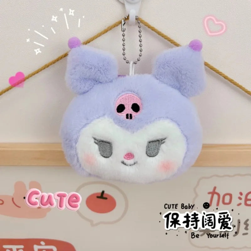 Sanrio Hello Kitty Plush Coin Purse Cartoon Keychain Bag Zipper Coin Wallet Storage Bag Key Earphone Pouch Decorations Girl Gift