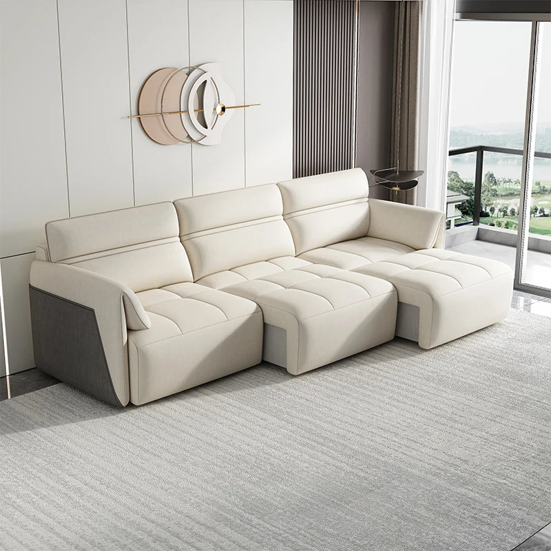 Multifunctional Storage Sofa With Concealed Storage And Sofa Bed — Creamy Ivory | KIMLUD