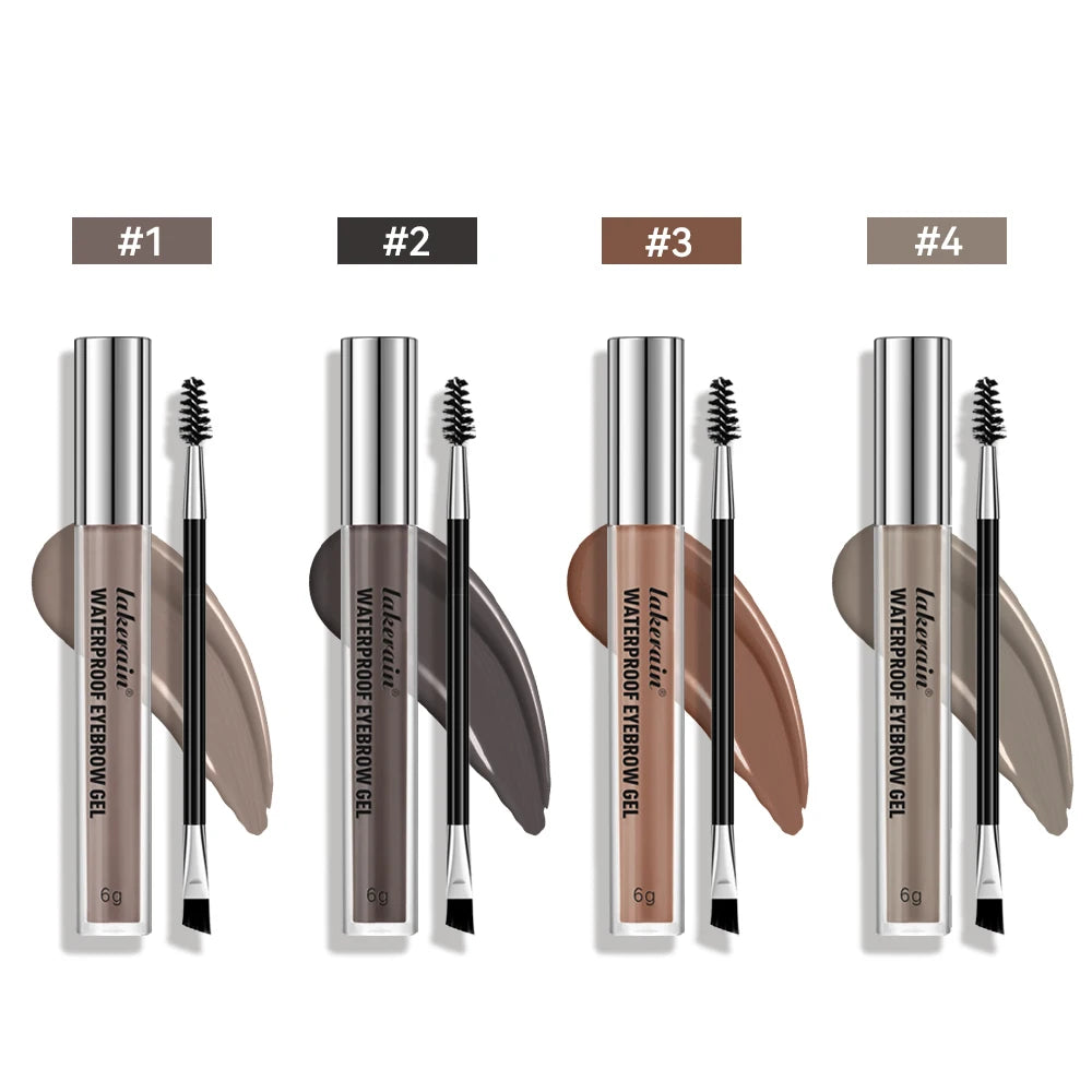 Waterproof Eyebrow Tint Gel Sweatproof Silky Texture Natural Look Long Wearing For Brunette Black Brown And Smoky Grey 4 Colors