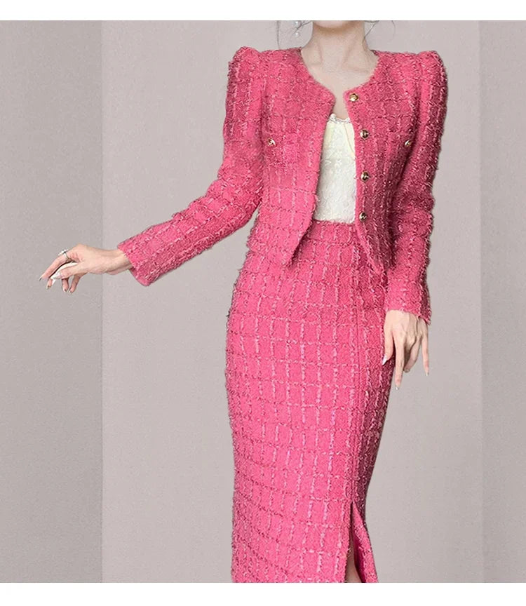 KIMLUD, Insozkdg 2024 New Trendy Skirt Suits Autumn Chic Style Two-Piece Set Elegant Charm Women Female Office Lady Girl High Quality, KIMLUD Womens Clothes