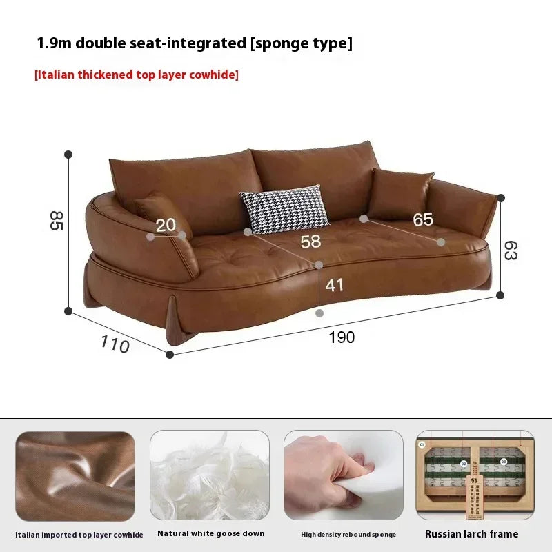 Wood Brown European Sofas Waterproof Armrest Luxury Floor Lounges Couch Puffs Nordic Designer Divani 2 Posti Unique Furniture