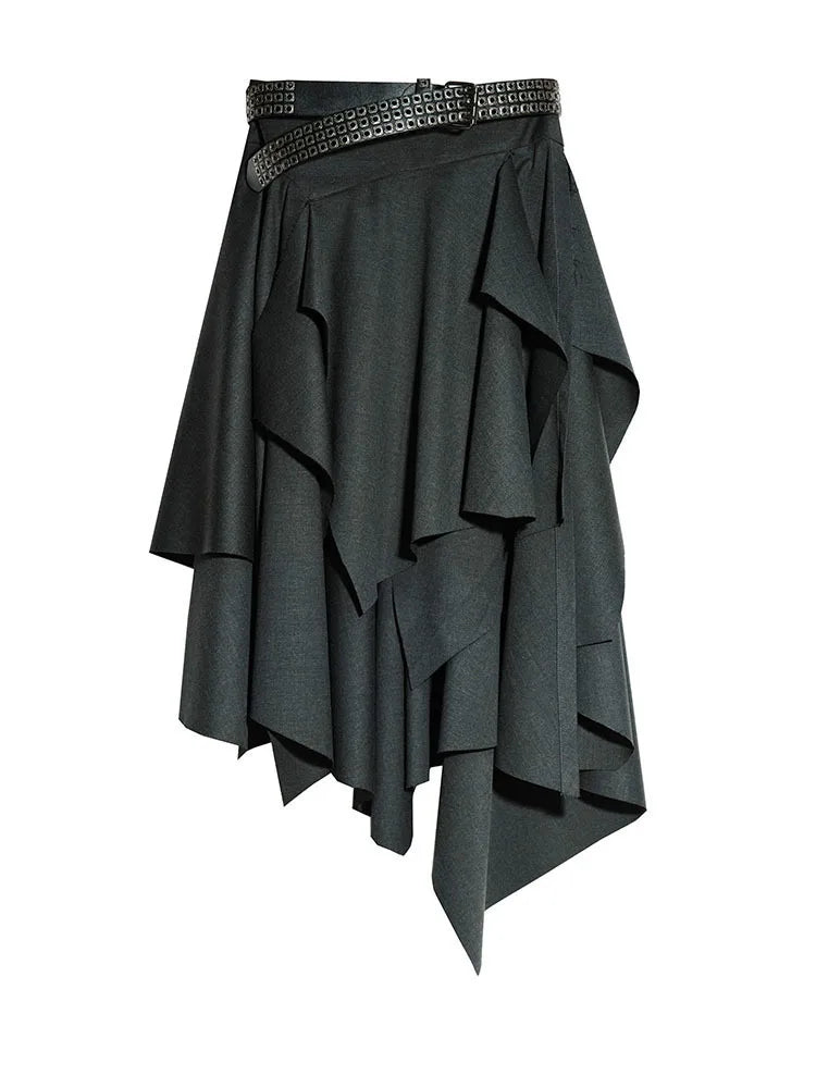 Skirt – High Waist – Cotton Polyester – Dark Gray | KIMLUD
