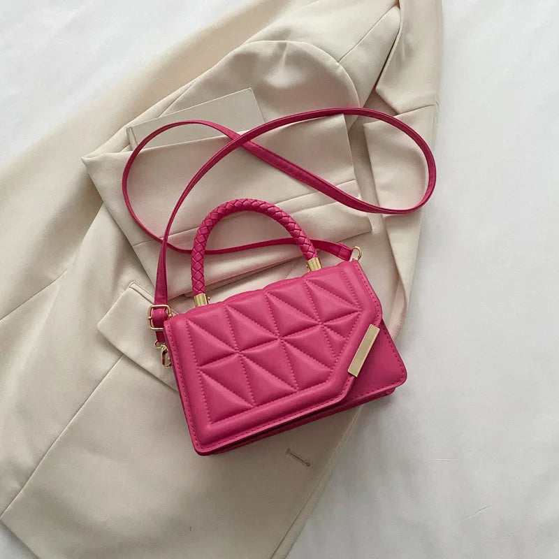 PU Leather Shoulder Bag Crossbody Plaid — Black | KIMLUD