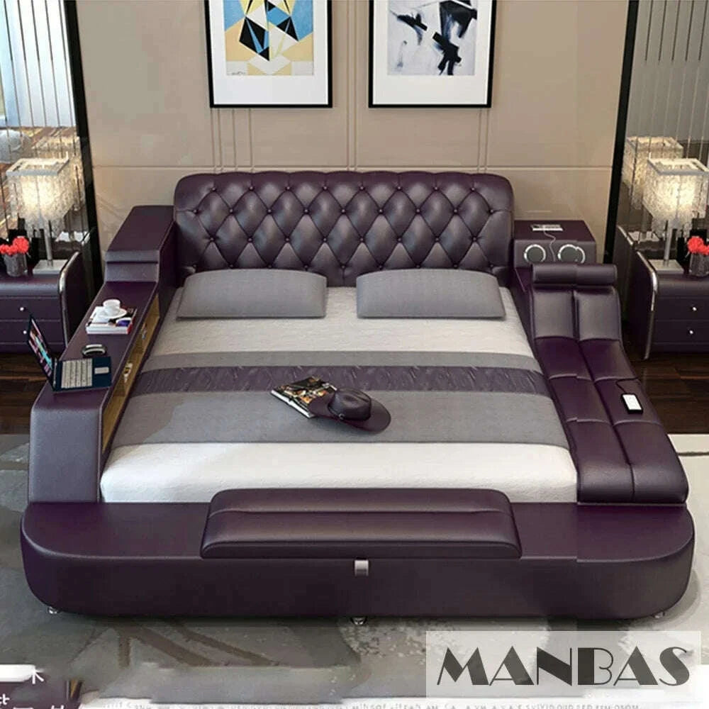 genuine-leather-bed-frame-soft-beds-massager-storage-safe-speaker-led-light-bedroom-cama-muebles-de-dormitorio-camas-quartokimlud-womens-fashion-34603529