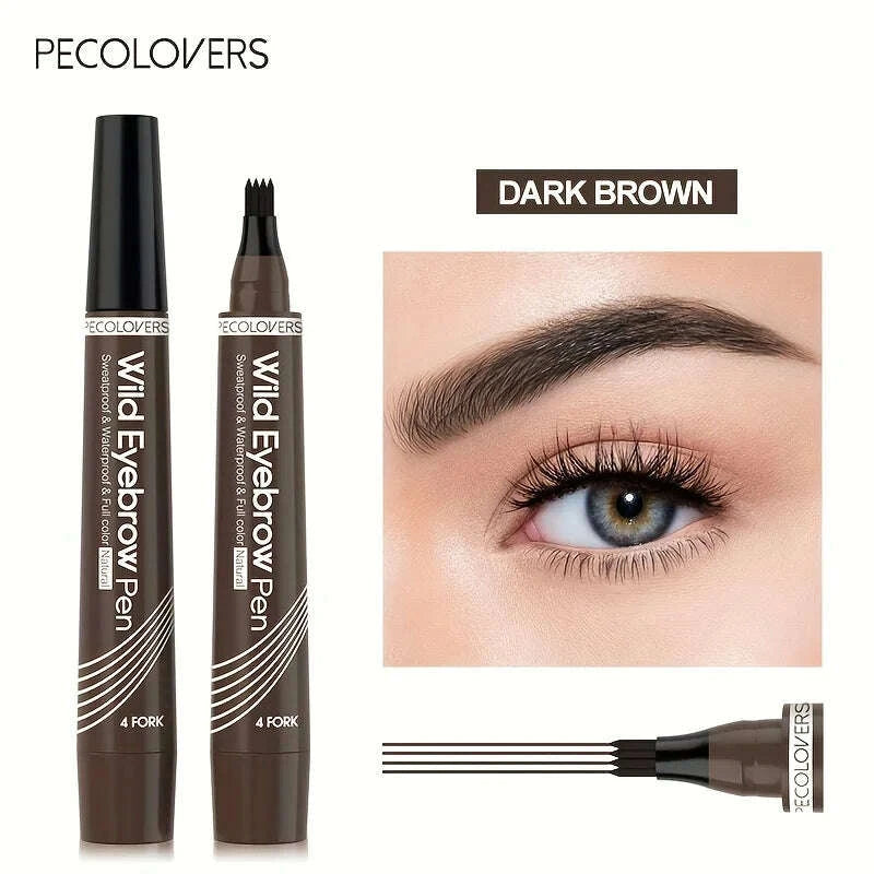 KIMLUD, 6 Colors 1pc Eyebrow Pen Waterproof 4 Split Tip Eyebrows Pen Eyebrow Tattoo Pen Waterproof Liquid Black Eyebrow Makeup Pencil, KIMLUD Womens Clothes
