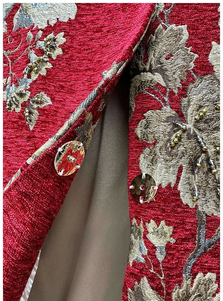 autumn-winter-new-womens-velvet-beaded-round-neck-34-sleeve-burgundy-mid-length-coat-chenille-texture-luxury-jacketkimludkimlud-35562243