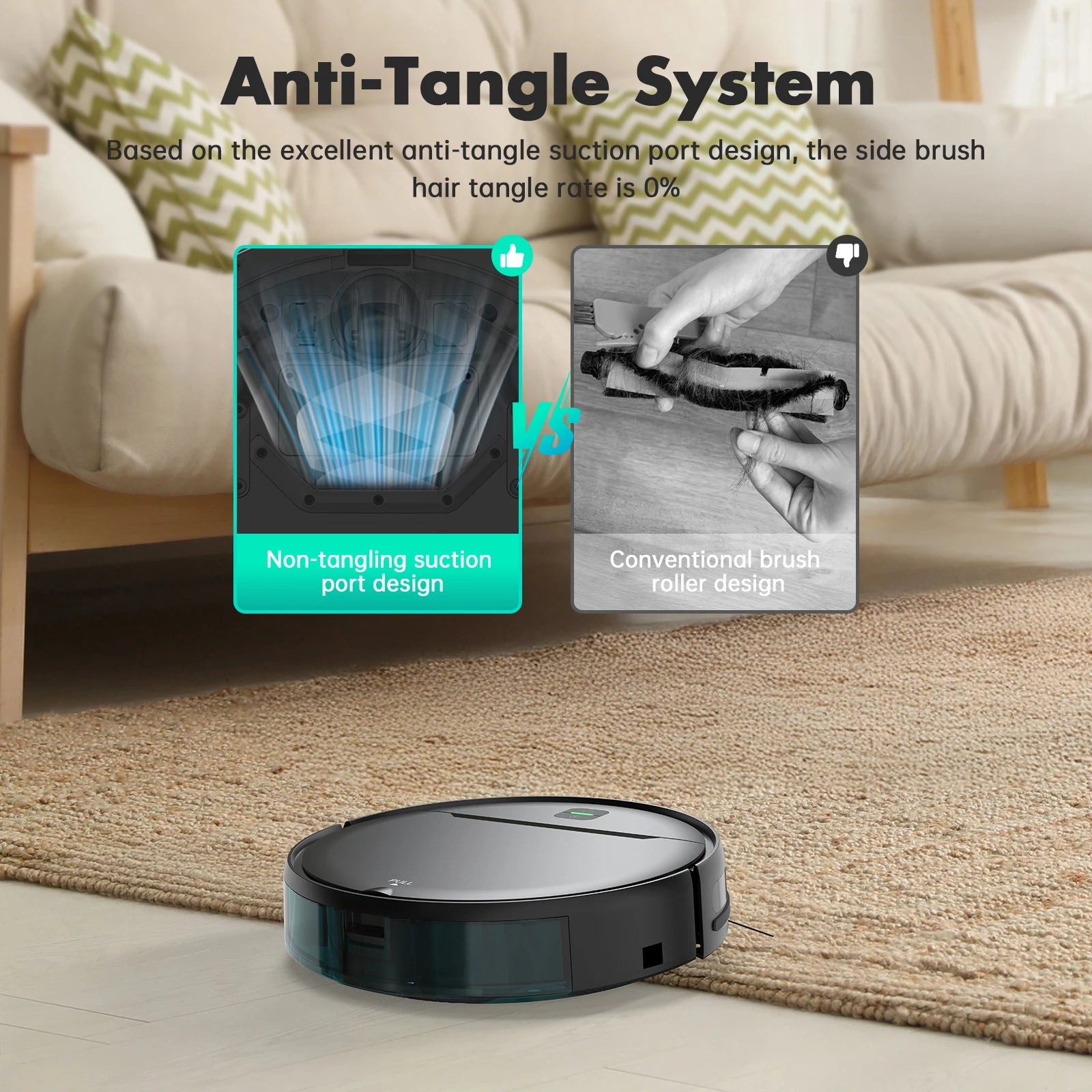 RAYFURN BR181 Robotic Vacuum 35KPa Auto-Charge/Vacuum-Mop 2-in-1 Programmable Cleaner Hardwood/Tile/Carpet Smart Cleaning System