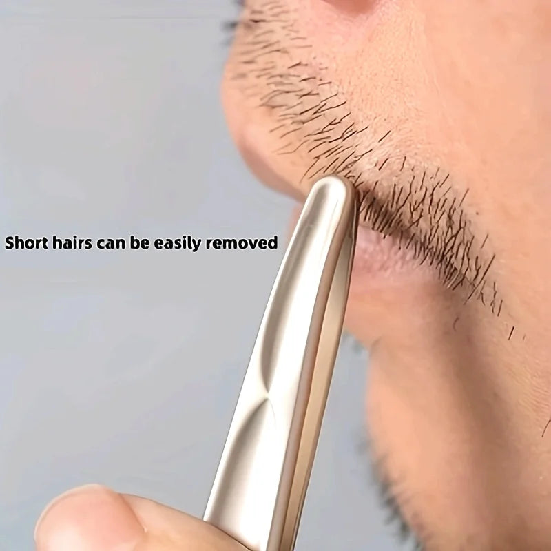 Round Head Tweezers For Eyebrow And Facial Hair — Silver | KIMLUD