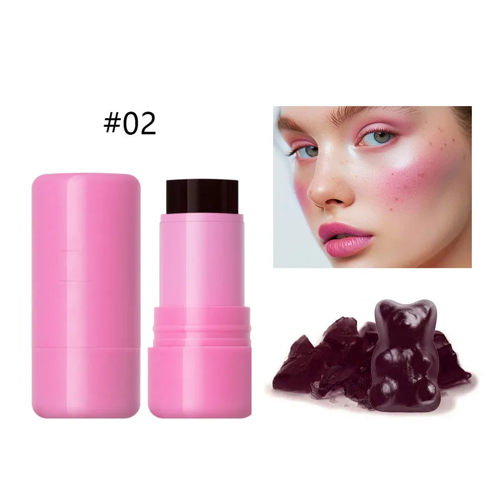 Jelly Blush Lip Gloss Stick for Lazy People to Contour, Even Skin Tone, Brighten and Color, Easy to Apply for Both Lips and Face