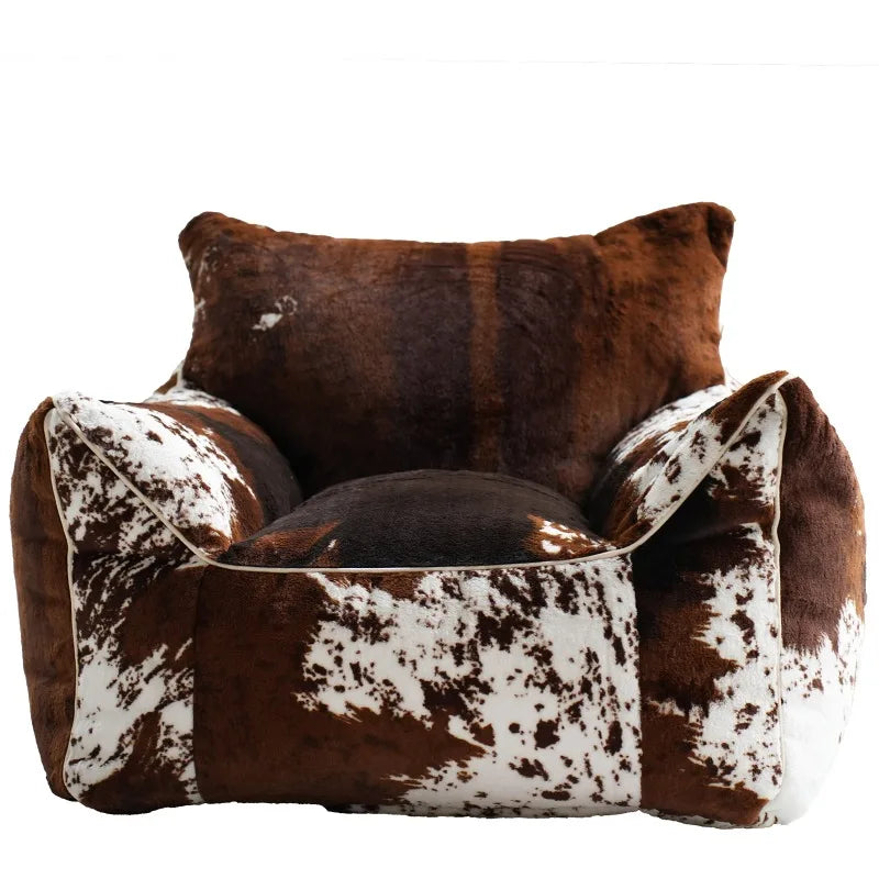 Minimalist Bean Bag Sofa Designer Soft Modern Lounge Seating For Cozy Living Rooms — Brown | KIMLUD