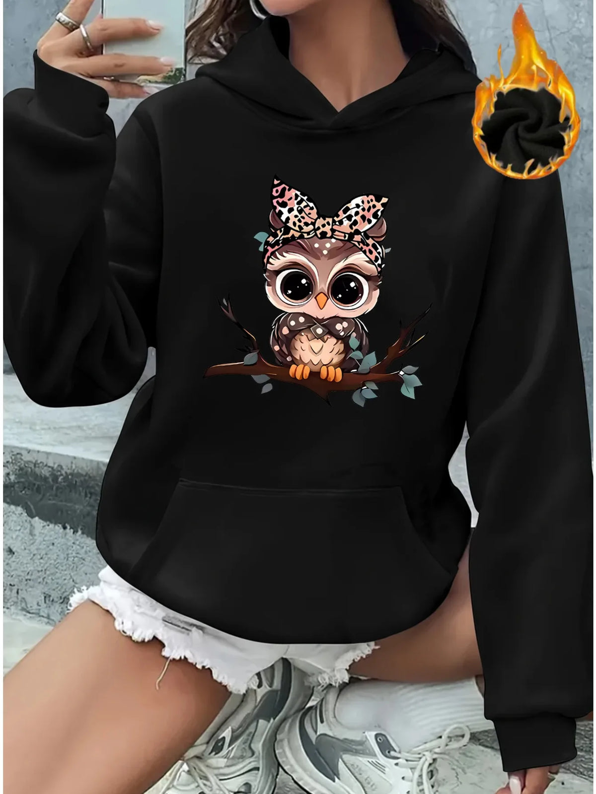 Hoodie – Alphabet Print – Polyester – Loose | KIMLUD