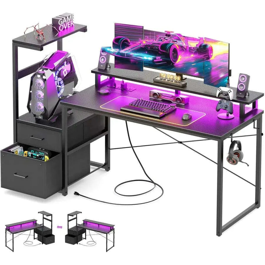 gaming-desk-with-led-strip-amp-power-outlet-59inch-reversible-computer-desk-with-monitor-stand-amp-storage-shelves-home-officekimludkimlud-35571183