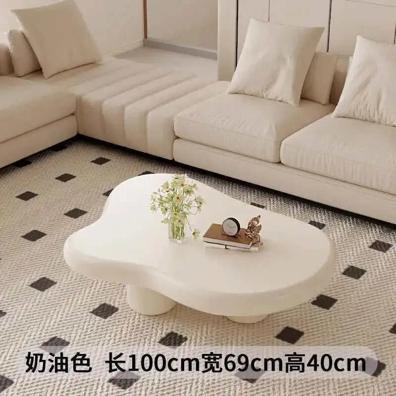 Mid Century Wood Coffee Table Set With Storage Sculptural Design — White | KIMLUD