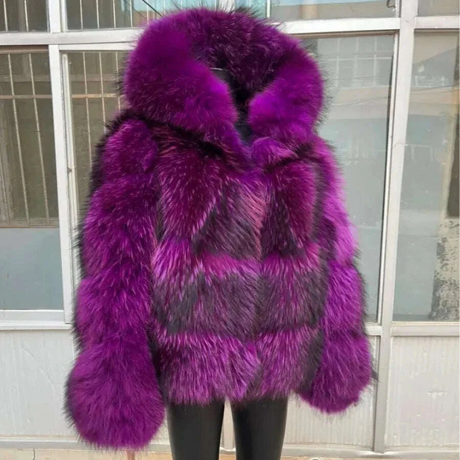 KIMLUD, Natural Racoon Fur Coats Round Collar Genuine Fur Coat Cropped Raccoon Fur Coat Winter Women Best Selling Real Fur Coat, KIMLUD Womens Clothes