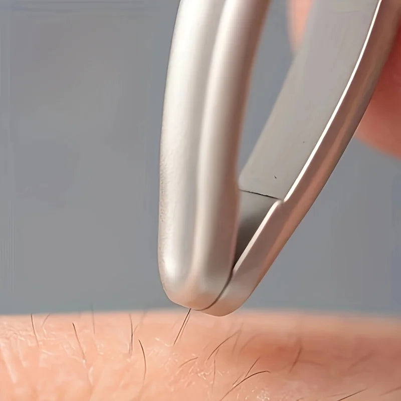 Round Head Tweezers For Eyebrow And Facial Hair — Silver | KIMLUD