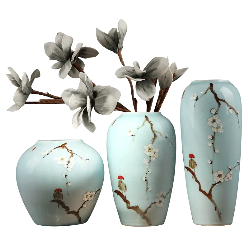 KIMLUD, Modern Chinese Hand-painted Vases, Living Room Ceramic Light Luxury Table Decorations, Countertop Vases, Produced in Jingdezhen, KIMLUD Womens Clothes