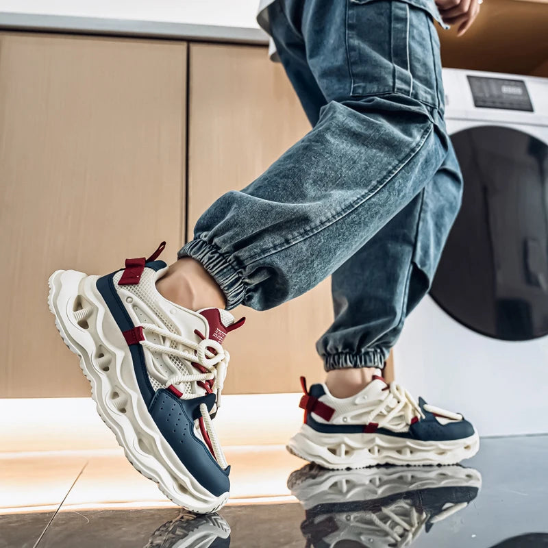 Men's sports shoes four seasons new thick-sole non-slip outdoor casual running shoes student light breathable soft-sole sneakers