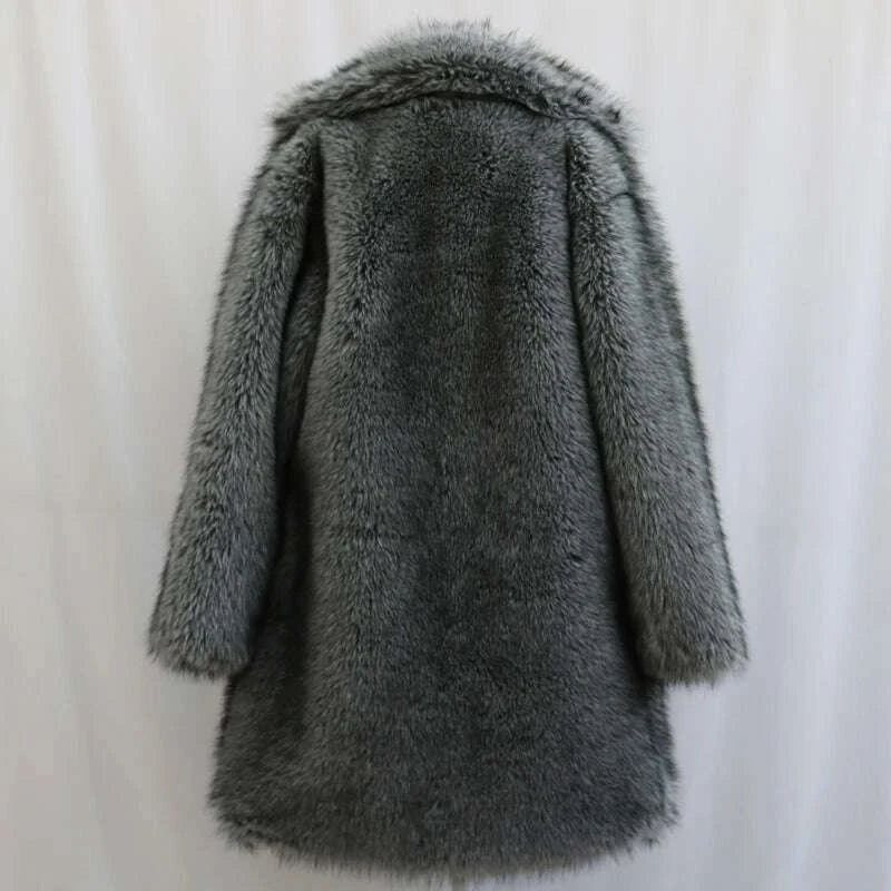KIMLUD, Men's fur coat Mink fur long coat Plus size winter thickened warm trench coat, KIMLUD Womens Clothes