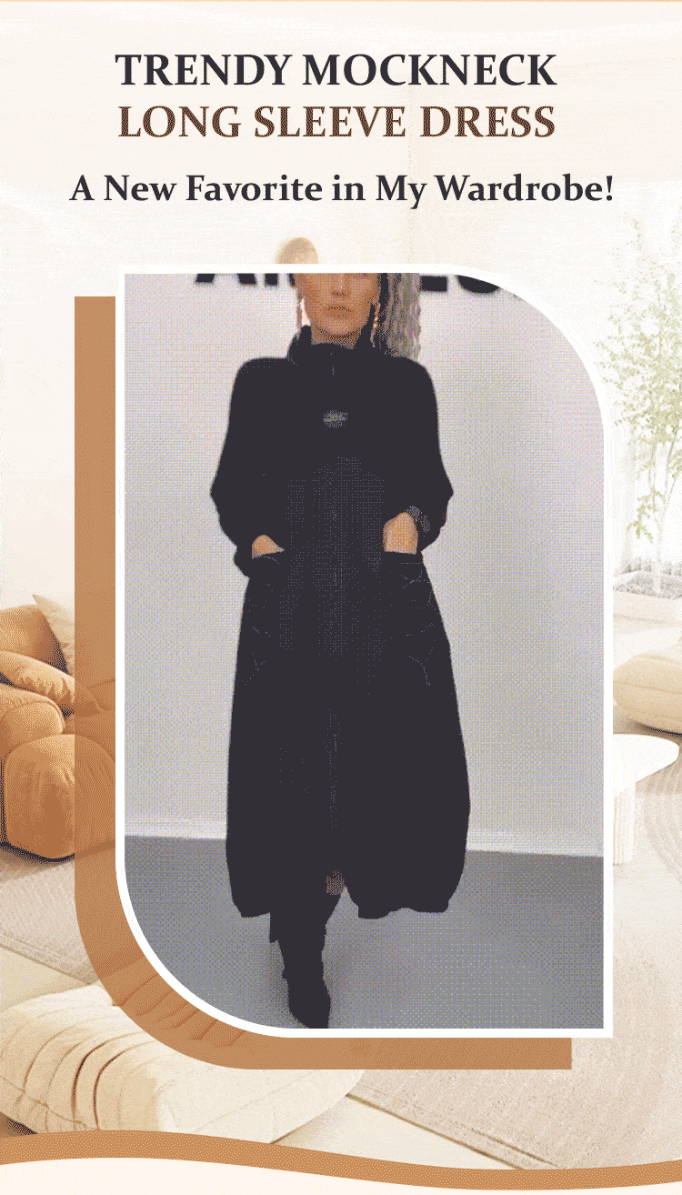 Women's Loose Shirt Dress Long- Sleeved With Mocha Collar And Drawstring Fashion High Quality Casual Dress Visually Stretched