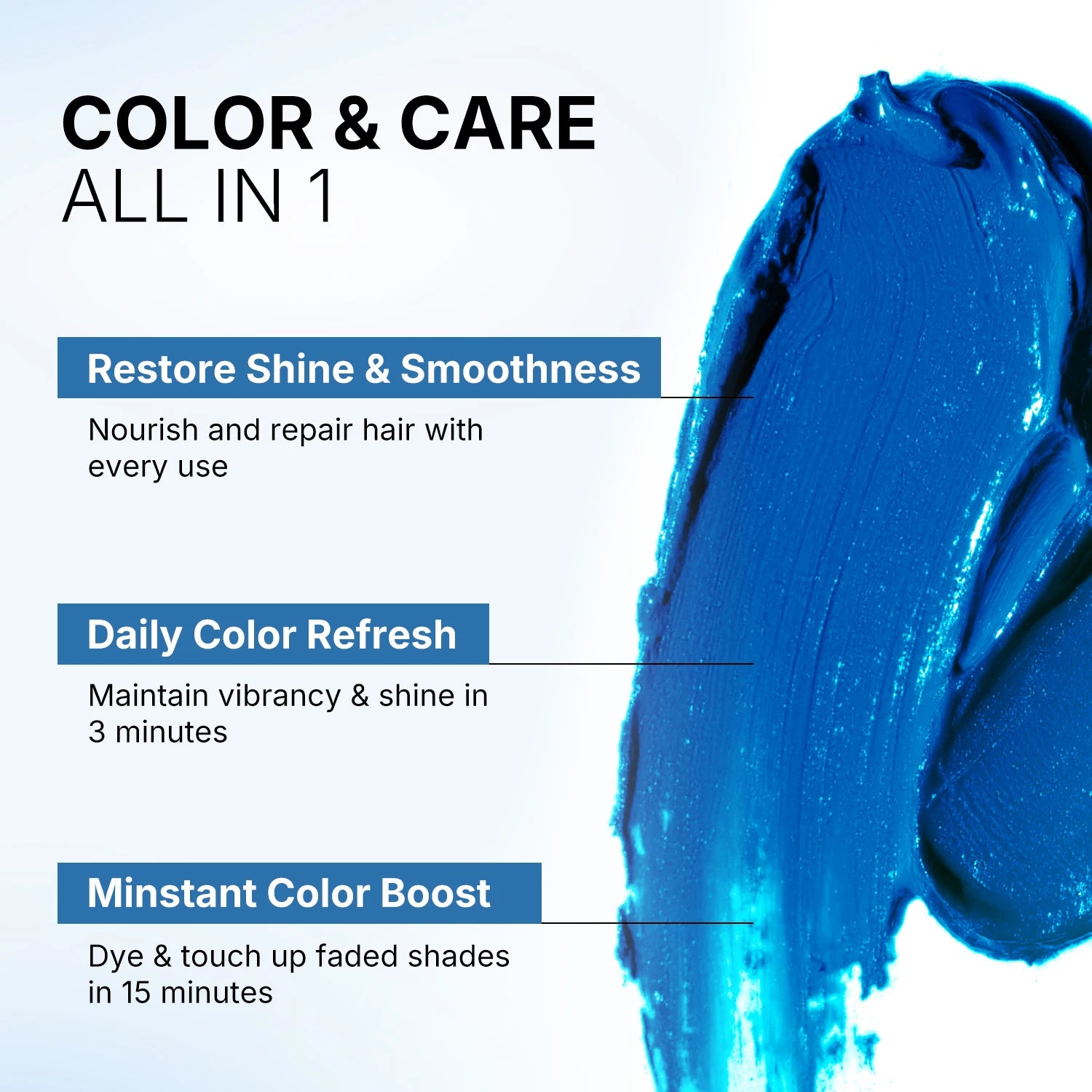 Karseell Blue Hair Color Depositing Mask, Deep Conditioner Treatment Intensely Hydrating, Refreshes Color & Tone 500mL