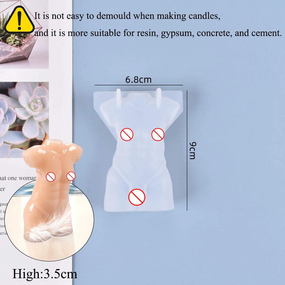 KIMLUD, 3D Body Silicone Candle Mold DIY Creative Men Women Human Plaster Epoxy Resin Aromath Soap Molds Art Craft Home Decoration, KIMLUD Womens Clothes