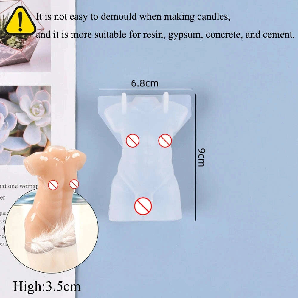 KIMLUD, 3D Body Silicone Candle Mold DIY Creative Men Women Human Plaster Epoxy Resin Aromath Soap Molds Art Craft Home Decoration, KIMLUD Womens Clothes