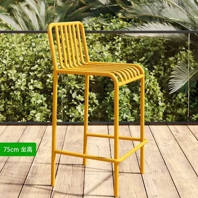 Iron Modern Bar Stools Outdoor Lounge Cushioned Seat and Backrest Bracket-Frame — Emerald | KIMLUD